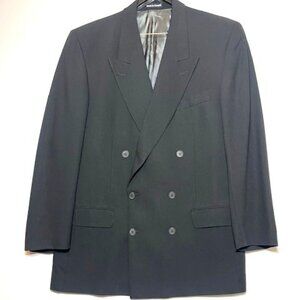 Yves Saint Laurent Black 100% Worsted Wool Blazer Sz 44L